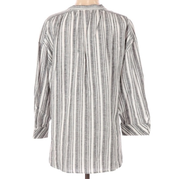 Laundry by Shelli Segal gray white linen blend top blouse small NWT career work - Picture 2 of 9